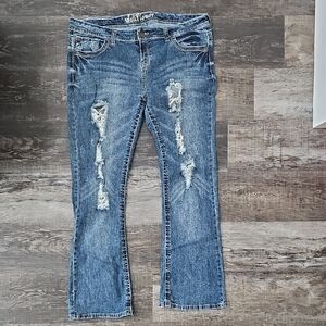 Wallflower Blue Distressed Bootcut Denim Jeans